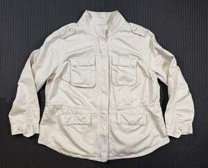 LOFT PLUS Womens 16 Beige Utility Field Jacket Military Safari Cargo Coat Canvas
